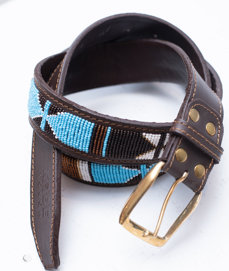Lamu Leather Belt - Earth Turquoise