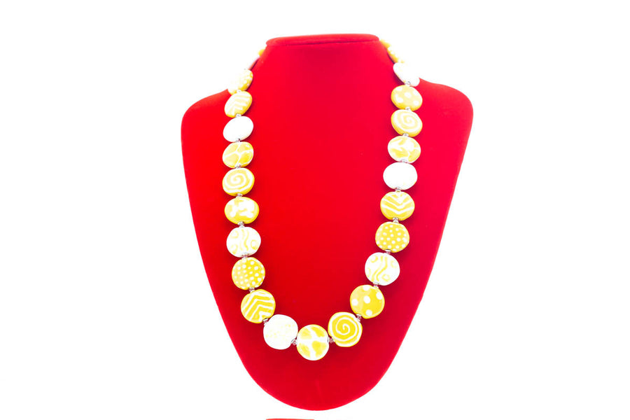 Lemon & White Necklace - Smartie bead