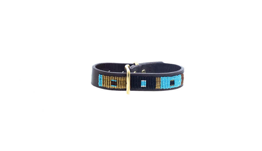 New Earth Turquoise Brown Dog Collar