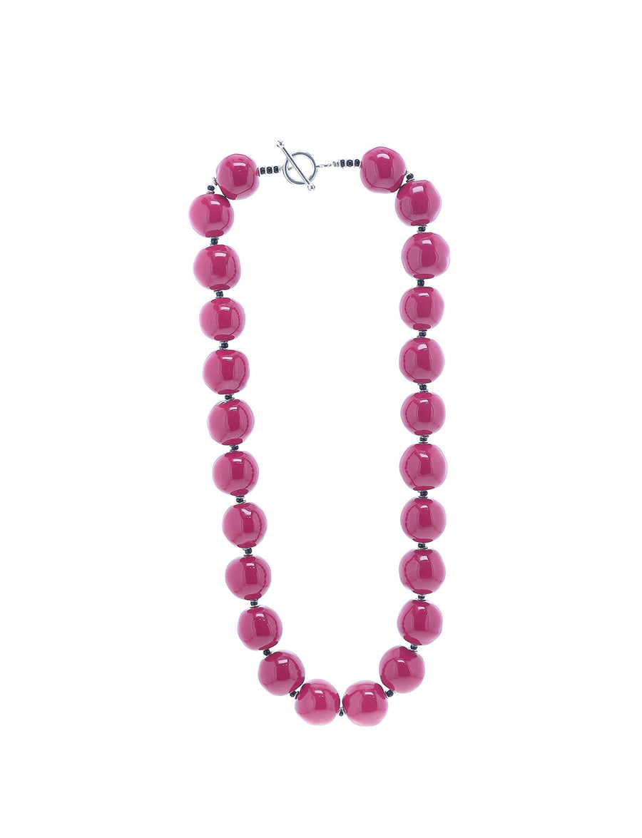 Bright Red Necklace - Plain Round bead