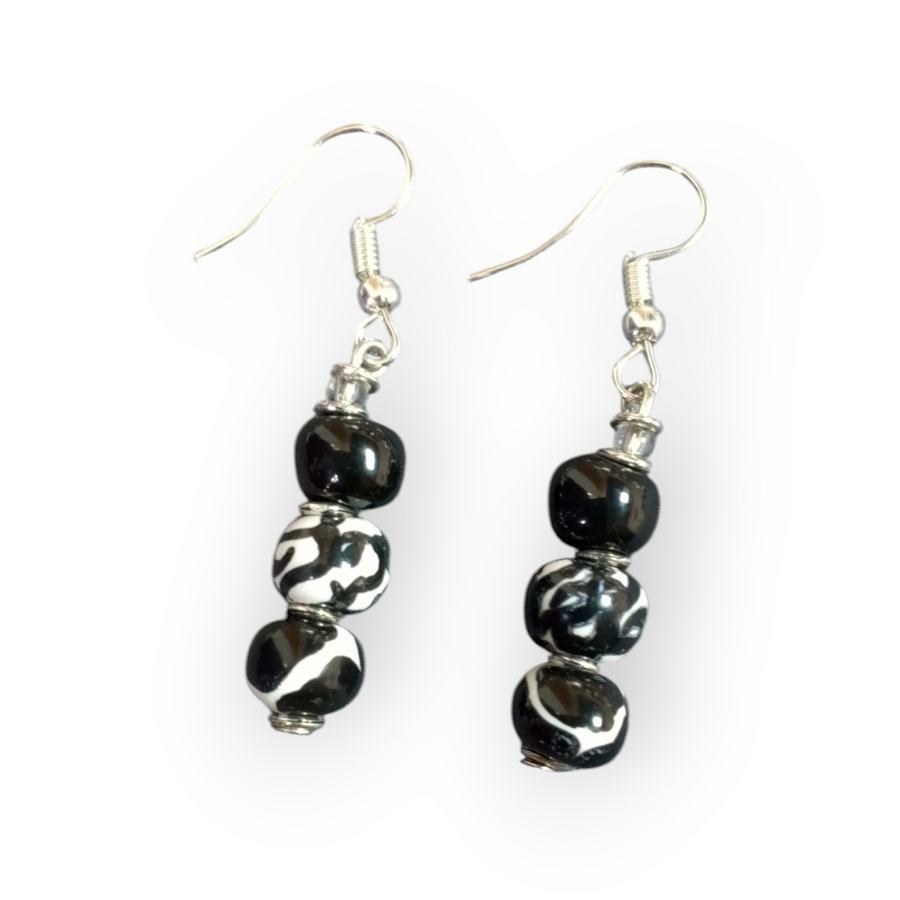 Black and White Galaxy Earrings