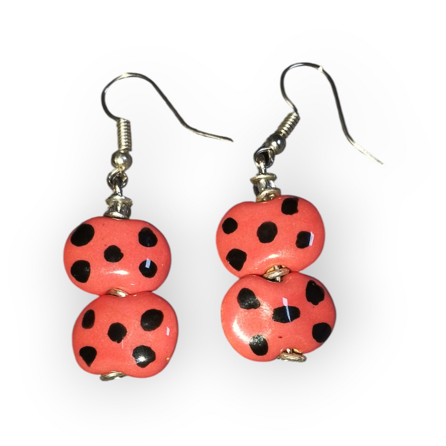 Flora Black Dots Earrings 2 Drop