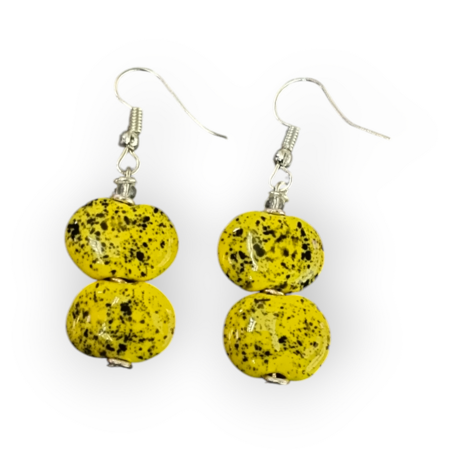 Lemon Black Splash Earrings