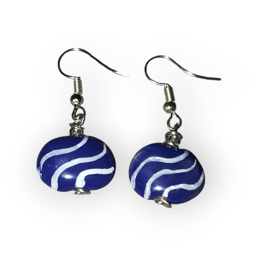 Linda White Waves Earrings