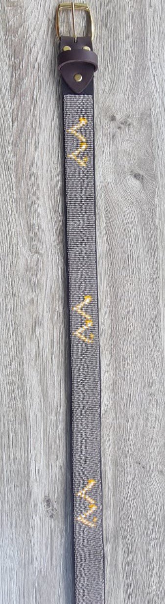 W Family Logo (Light Grey) Beaded Leather Belt