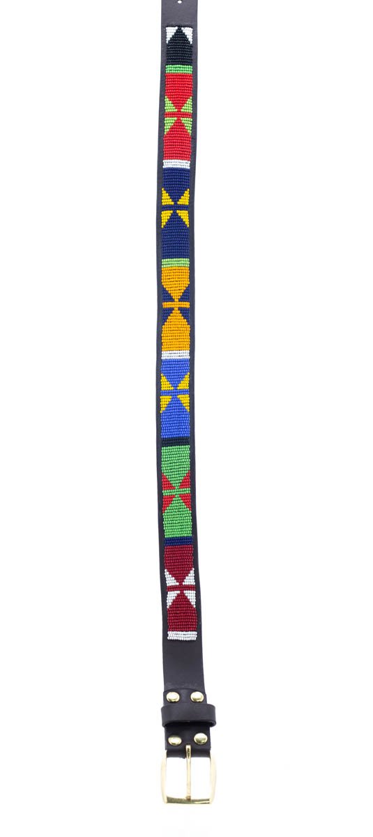 Maasai Beaded Leather Belt - Diani Pattern