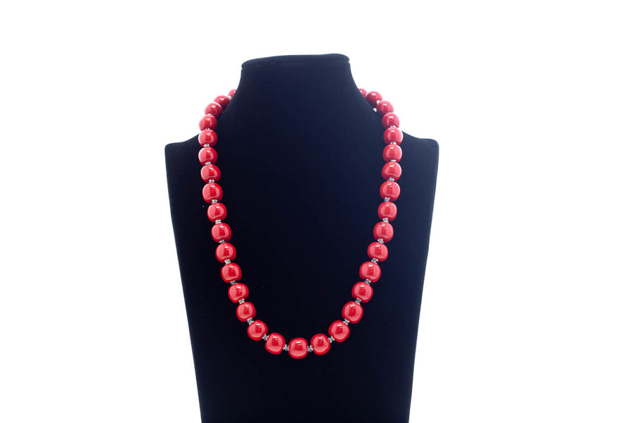 Bright Red Necklace - Kanga bead